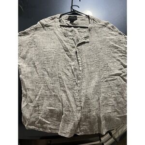 Tahari 100% Linen Shirt Women's Sz Small Light Gray